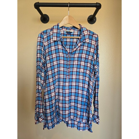 Kavu button up plaid shirts size large 100% Rayon - Picture 2 of 9